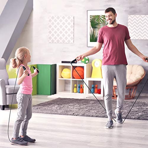 Jump Rope, Tangle-Free Rapid Speed Jumping Rope Cable with Ball Bearings for Women, Men and Kids, Adjustable Foam Handles Steel Jump Ropes for Fitness — view 6