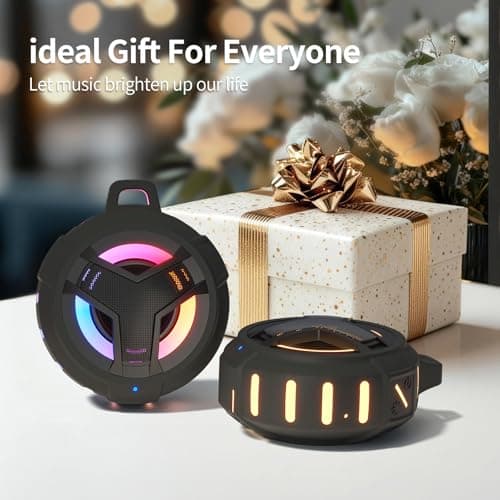 EBODA Bluetooth Shower Speaker, Portable Bluetooth Speakers, IP67 Waterproof Outdoor Speaker Wireless with LED Light, Floating, 2000mAh, True Wireless Stereo for Pool, Kayak, Bike, Golf, Gifts -Black — view 8