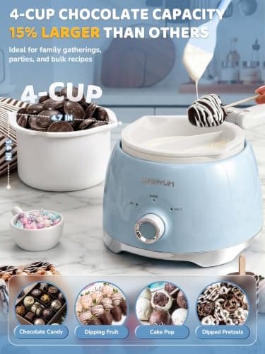 LUSHYUM Electric Chocolate Melting Pot with 2 Insert Pots, 4-Cup Chocolate — view 4