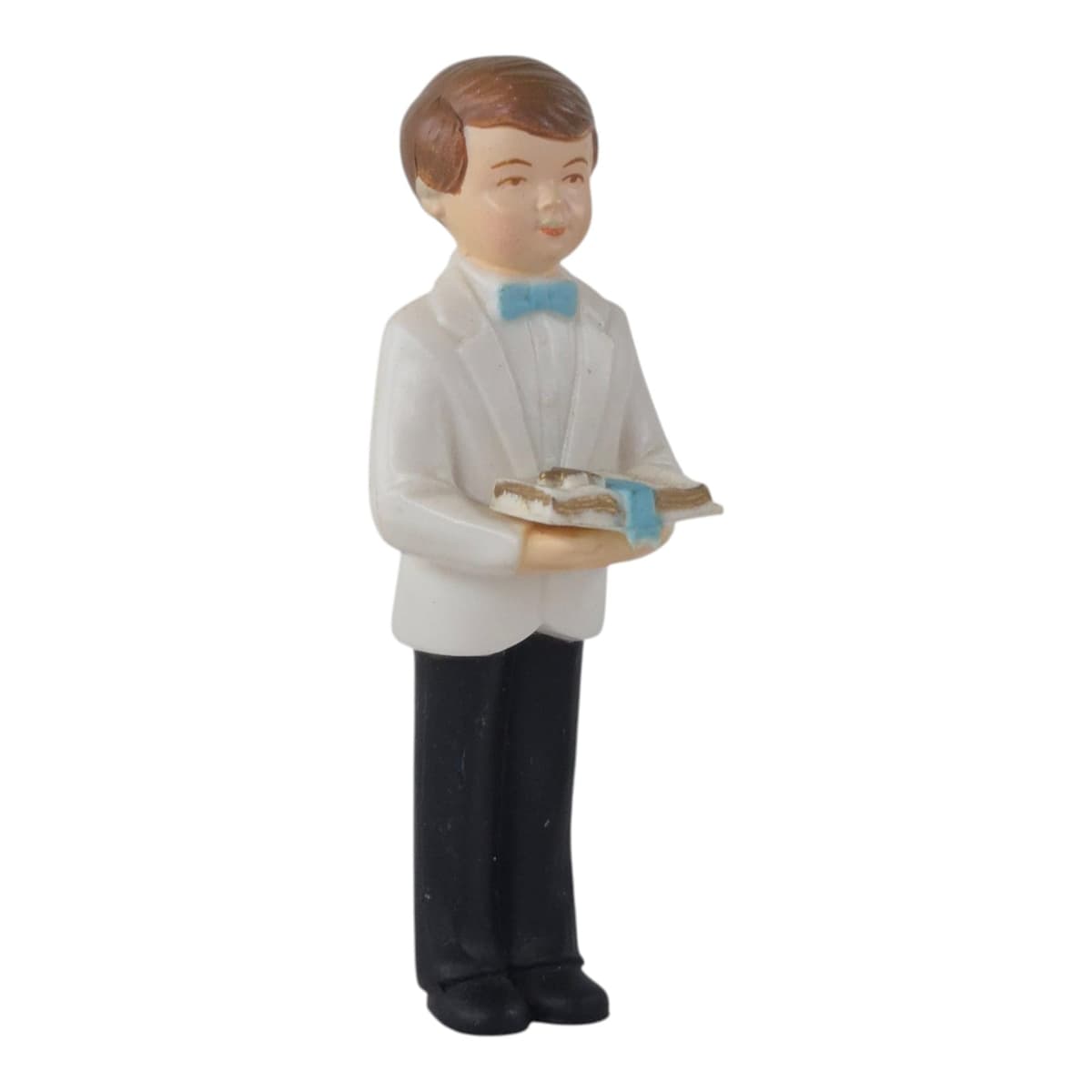 First Holy Communion Cake Topper Set – Boy Figurine, Bible, Chalice/Monstance & Silver Ribbon (1m) – Religious Cake Decoration — view 4