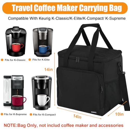 Travel Coffee Maker Carrying Bag Compatible with Keurig K-Classic/K-Elite/K-Supreme/K-Compact,Single Serve Coffee Maker Portable Storage Bag with Shoulder Strap(Patented Design)
