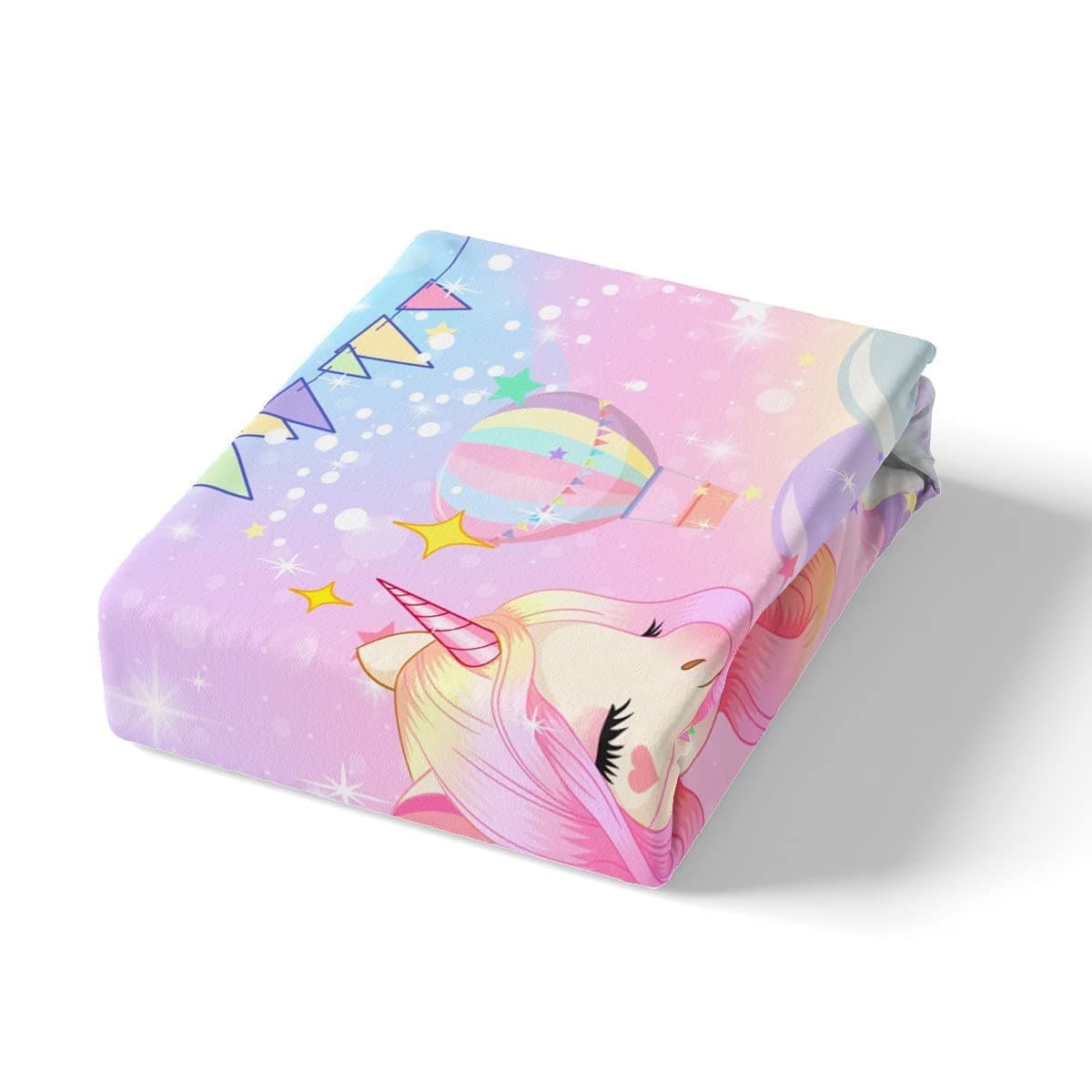 Loussiesd Juego de cama para niñas, diseño kawaii de unicornio y arcoíris, funda nórdica de dibujos animados, galaxia, estrellas, animales, 1 funda de almohada, tamaño individual — view 6