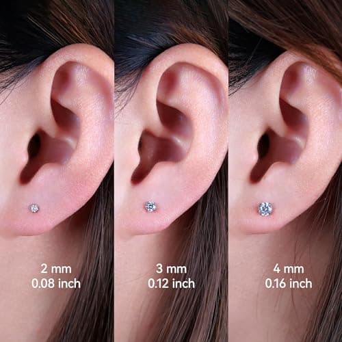 limerencia 18g Titanium Internally Threaded Tragus Piercing Jewelry CZ Top Flat Back Piercing Nose Studs Earring, Helix, Cartilage, Labret, Monroe for Women or Men,2mm White Cz Silver — view 6
