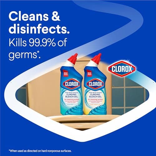 Clorox Toilet Bowl Cleaner Clinging Bleach Gel, Kills 99.9% of Bacteria and Viruses, Ocean Mist, 24 Fl Oz, Pack of 2 — view 2