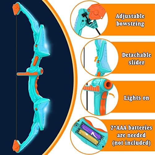 2 Pack Bow and Arrow Set for Kids, Light Up Archery Set with 14 Suction Cup Arrows, Archery Targets Outdoor Games for Kids Ages 4-8 8-12, Birthday Gifts Toys for 5 6 7 8 9 10 11 12 Year Old Boys Girls — view 3