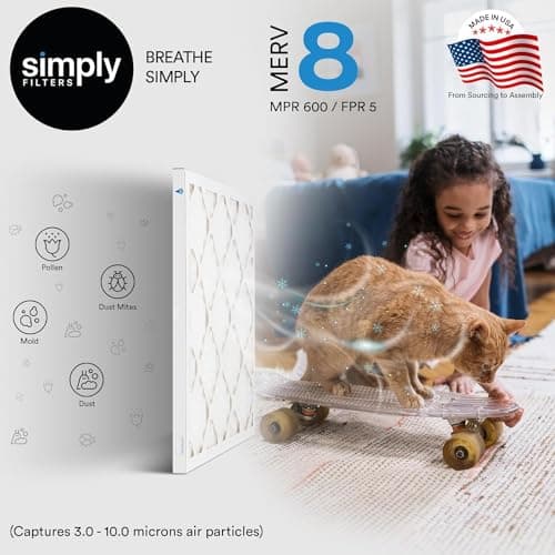 Simply 24x24x4 Air Filter, MERV 8, 6 Pack, Furnace Air Filter for HVAC (Actual Size: 23.5"x23.5"x3.63") DUST, Pet & Allergy Control — view 2