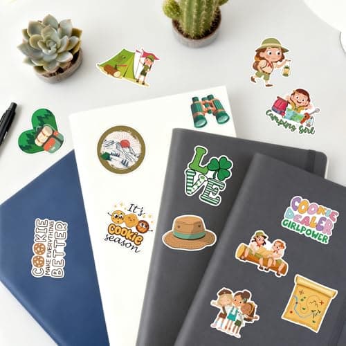 Vemfare Cute Girl Camping Stickers -100 Pcs Cartoon Girl Stickers, Travel Vinyl Waterproof Decals for Scrapbook Water Bottle Skateboard Laptop Journal, Party Favor Decor Supplies — view 3