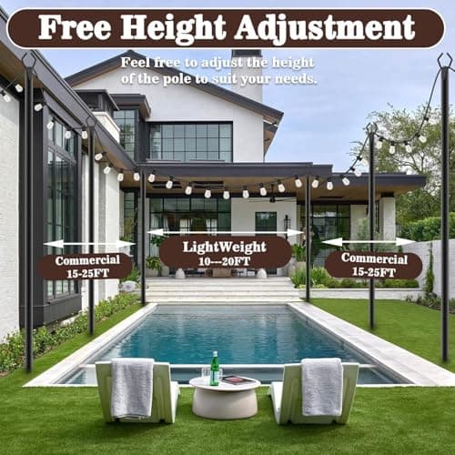 AILBTON 10Ft String Light Poles 4 Pack,Light Poles for Outside Lights,Outdoor with Fence Brackets Hanging Lights,Metal Stand Deck Patio Backyard — view 5