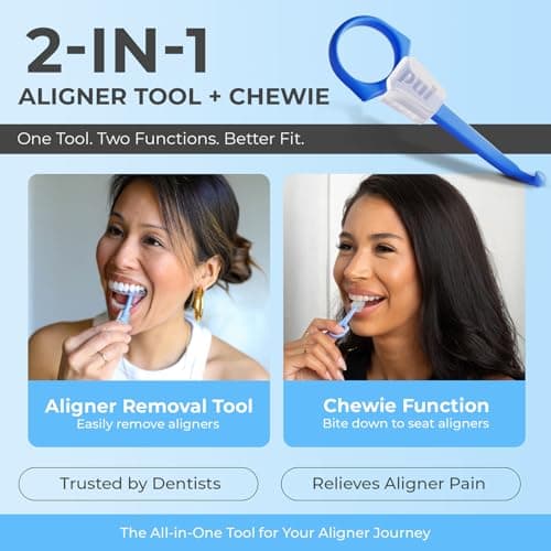 PUL Pack of 1 Reusable 2-in-1 Aligner Seating Chewie & Removal Tool — Compatible with Invisalign, Removable Braces, Retainers & Trays – Easy-to-Use Remover & Chew, Dental & Oral Hygiene Care – Black