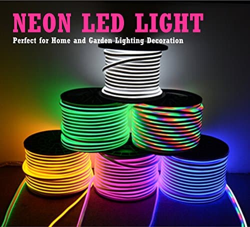 LED NEON LIGHT, IEKOV™ AC 110-120V Flexible LED Neon Strip Lights, 120 LEDs/M, Waterproof 2835 SMD LED Rope Light + Controller Power Cord for Home Decoration (16.4ft/5m, Red) — view 2