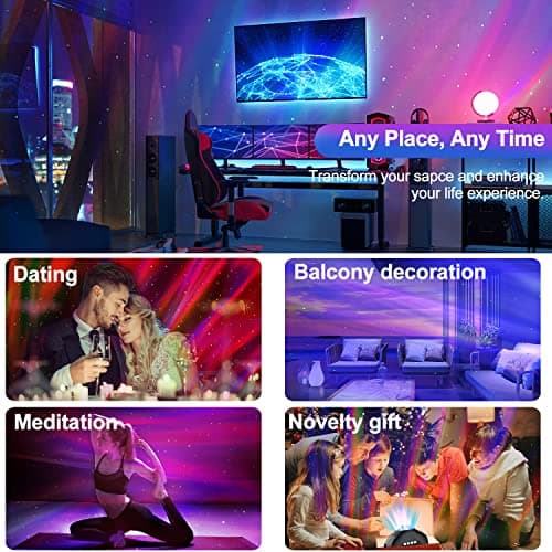 Northern Lights Aurora Projector,CIMELR Star Projector Music Bluetooth Speaker and White Noise,Galaxy Light with Remote Control, Night Light for Bedroom, Room Decor, Ceiling, Gift for Kids Adults — view 5