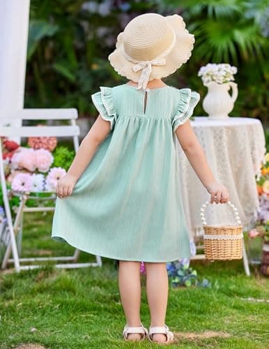 Arshiner Girls Summer Dress Toddler Ruffle Sleeve Dresses Girls Green Dress Kids Swing Boho Sundress 3t — view 2