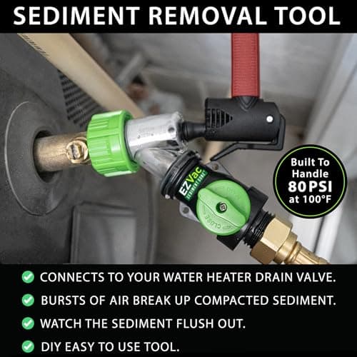 EZVac Sediment Gone™ Water Heater Sediment Removal Tool – Flushes, Cleans & Breaks Up Sediment Clogs in Electric or Gas Water Heaters – Easy DIY Water Heater Cleaning Tool — view 3