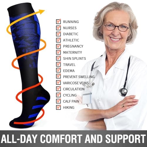Bluemaple 6 Pack Copper Compression Socks for Women and Men Circulation-Best Support for Medical, Running,Nursing,Athletic — view 5