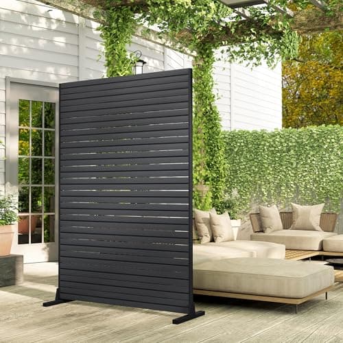 Outsunny Outdoor Privacy Screen, 47.2" W x 68.5" H HDPE Decorative Screen Panel with Stand and 6 Panels, Freestanding Privacy Panel for Indoor Outdoor, Patio Balcony Office, Black — view 8