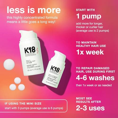 K18 Leave-In Molecular Repair Hair Mask - Peptide Hair Treatment Mask for Bleach, Color, Chemical + Heat Damaged Strands - Immediate + Lasting Damage Reversal in 4 Minutes (0.5 Fl oz) — view 5