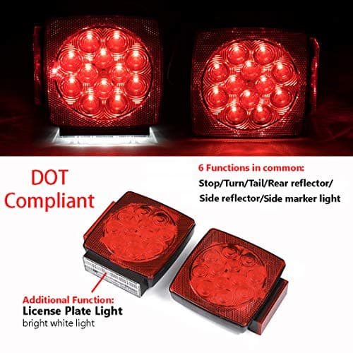CZC AUTO 12V LED Submersible Trailer Tail Light Kit Stop Tail Turn Signal Lights for Under 80 Inch Boat Trailer Truck RV Snowmobile — view 2