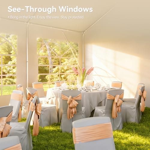Aoxun 20x40 Party Tent Canopy for Weddings Waterproof Event Tent with Removable Sidewalls &Roll-up Door, Heavy-Duty Steel Frame for Outdoor Weddings, BBQ, Birthday Parties, & Camping,White — view 4