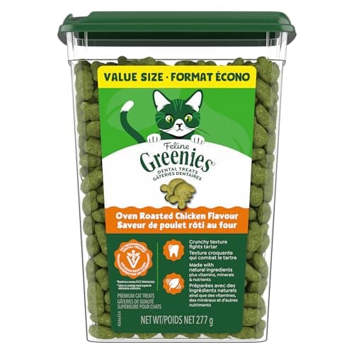GREENIES Feline Cat Treats Natural Dental Care, Oven Roasted Chicken Flavour, 9.75oz. Tub