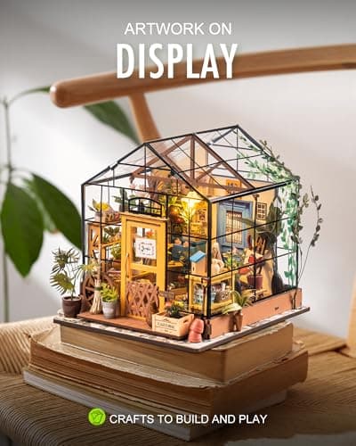 Rolife DIY Miniature House Kit Greenhouse, Tiny Home Kit for Adults to Build, Mini House with Furnitures, Halloween/Christmas Decorations/Gifts for Family and Friends (Cathy's Greenhouse) — view 2
