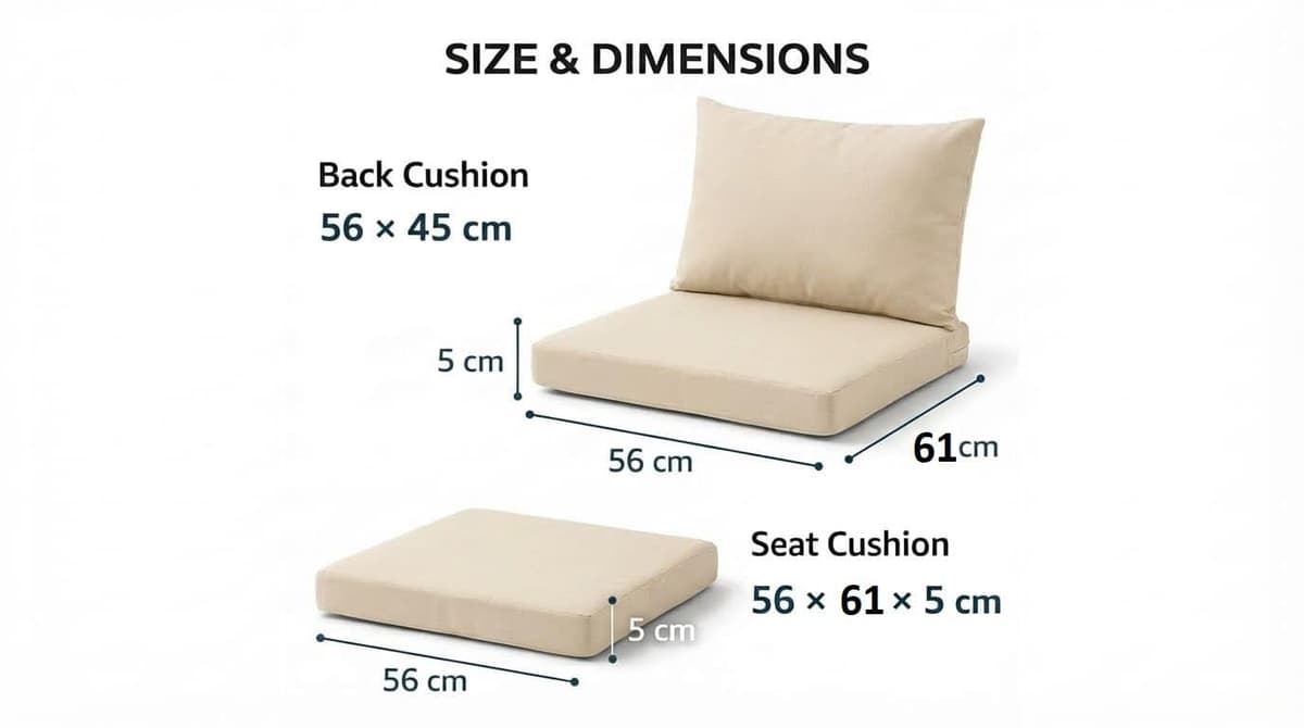 DREAMLAYER Rattan Garden Furniture Cushion Set – Outdoor Replacement Cushions for Patio Sofa & Conservatory – Water Resistant Covers (Cream, 6Pc (3x seat + 3x Back)) — view 5