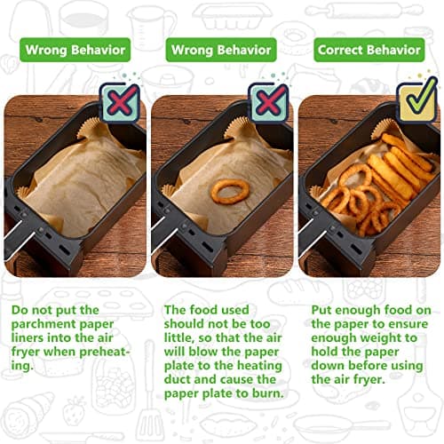 AYGXU Air Fryer Paper Liners, 260 Disposable Parchment Paper Liners, 8.6''*5.5'', Rectangle,Food Grade and Baking Waterproof Oil Proof, Roasting — view 4