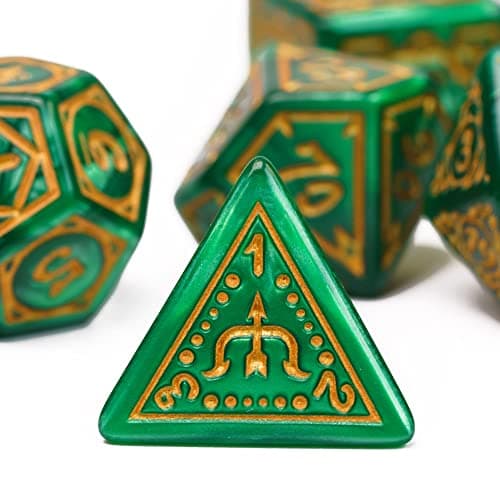 Cusdie 7Pcs/Set DND Dice Set D&D Polyhedral Dice for TTRPG Dungeons and Dragons Role Playing Dice Games RPGs(Green Druid) — view 3
