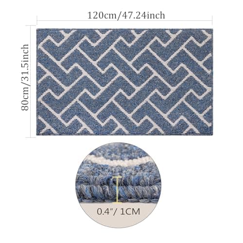 hicorfe Indoor Doormat,Front Back Door Mat Rubber Backing Non Slip,32"x48"Large Absorbent Resist Dirt Entrance Doormat Inside Floor Mats for Entryway Washable Low-Profile(Blue)