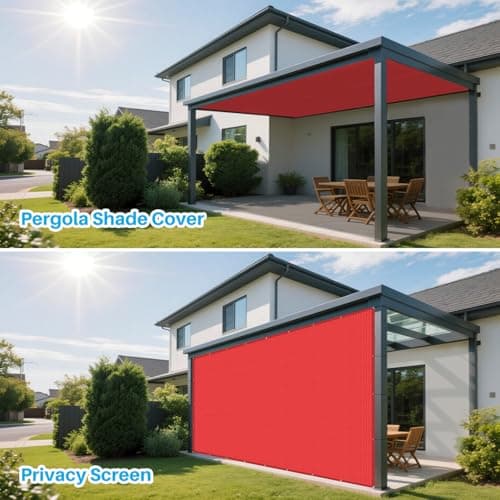 Patio Paradise 14' x 30' Sun Shade Cloth with Grommets Rectangle Shade Sail Canopy Pergola Cover with Straight Edge, UV Block Fabric for Backyard Deck Outdoor Activities, Red — view 3