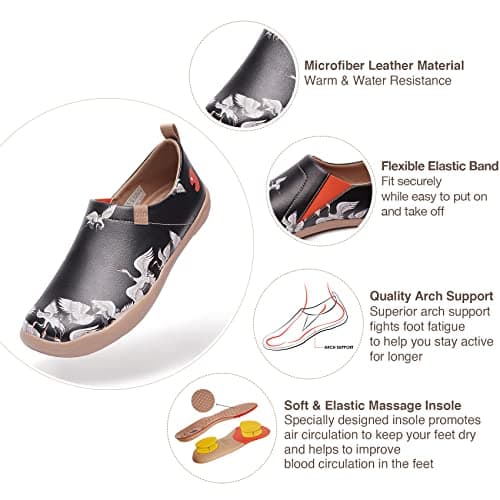 UIN Women's Walking Travel Shoes Slip On Microfiber Leather Casual Loafers Lightweight Comfort Fashion Sneaker Crane in Dark (8) — view 7