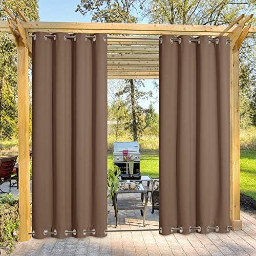 NICETOWN Waterproof Outdoor Decor Panel Grommet at top and Bottom Blackout Curtain Drapes for Patio/Front Porch/Gazebo/Pergola/Cabana (Cappuccino,W52 by L84,1 Pc)