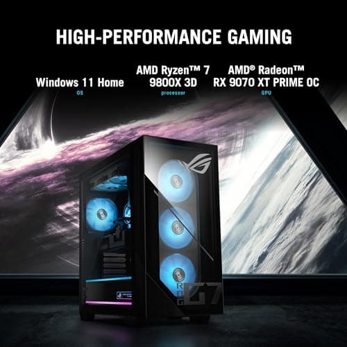 ASUS ROG GM700 (2025) Gaming Desktop PC, AMD Ryzen™ 7 9800X3D Processor, AMD® Radeon™ RX 9070 XT Prime OC, 2TB M.2 NVMe™ PCIe® 4 SSD, 32GB DDR5 RAM, Windows 11 Home, GM700TZ-MS777 — view 2