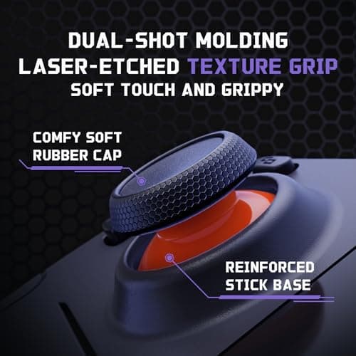 eXtremeRate Replacement Thumbsticks for Steam Deck LCD, Custom Analog Stick Joysticks Repair Kit for Steam Deck OLED Console with Original Touch Sensing, Anti-Slip Texture Grip - Orange & Black — view 3