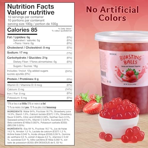 Popping Boba Pearls Bursting Tea Balls Drink & Dessert Topping Strawberry Mango Blueberry Passion Fruit Flavored Bubble Tea Pearls (Strawberry, 2 LB 1 Pack)