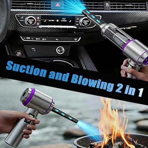 Handheld Car Vacuum Cordless with Air Duster, 30-Min Runtime 20000Pa Suction, Portable Rechargeable Small Handheld Vacuum for Car Detailing Interior Cleaning Pet Hair,Silver&Purple