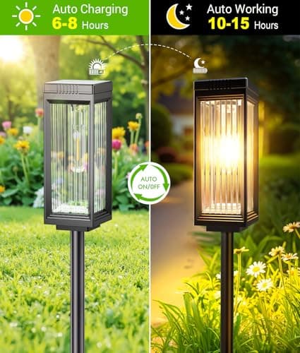 ELECLINK Solar Pathway Lights Outdoor, 8 Pack Upgraded Solar Lights Outdoor Waterproof, Bright Up to 15 Hrs Auto On/Off Garden Light for Yard Patio Lawn Path Walkway Driveway Outside Decor — view 2