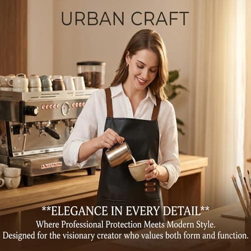GEMBITYFUL Black Waterproof Apron Large Pocket PU Material Waterproof Oil-proof Dust-proof Apron Slim Apron Length 38.6 inch — view 5