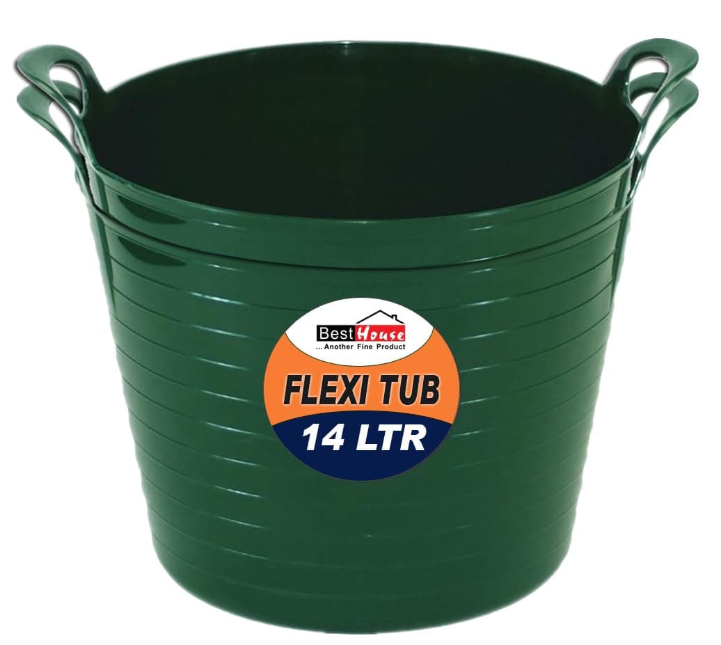 Best House | 3 Pcs of Flexi Tub with Handles | Small Size | Mini | 7 Litres | Yellow | Garden Tubs | Plastic Storage Container for Home, Washing, Garden Waste and DIY Projects — view 67