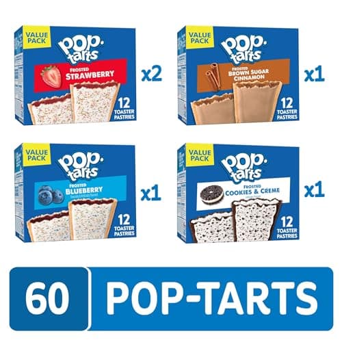 Pop-Tarts Toaster Pastries, Breakfast Foods, Kids Snacks, Value Pack, 4-Flavor Variety Pack (5 Boxes, 60 Pop-Tarts) — view 5