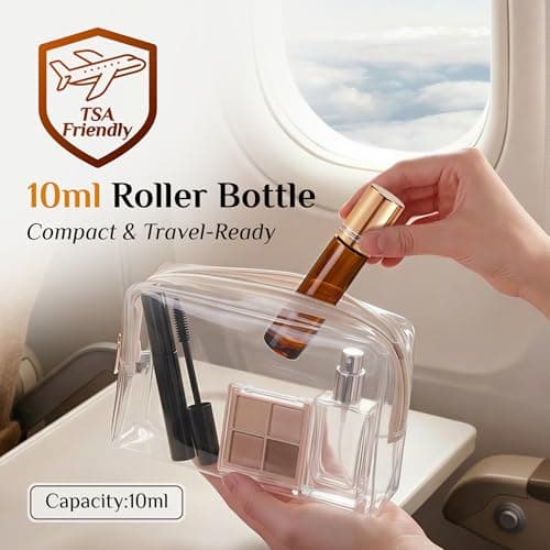 PrettyCare 4 Pack Amber Glass Oil Roller Bottles for Essential Oils 10ml, Roll On Bottles with Stainless Steel Roller Ball Leak-Proof Perfume Travel Refillable Bottle Empty, Beauty & Personal Care — view 3