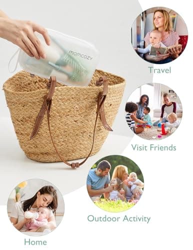 Momcozy Bottle Brush Kit with Push-Press Foam Design - Newborn Essentials Gift, Portable Cleaning Tool for Home & Travel, Baby Bottle Cleaner Brush for Breast Pumps & Nipples, Green — view 3