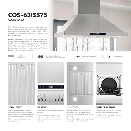30 in. Lumin Coll 380 CFM Ducted Island Range Hood, LED, Stainless Steel — view 2