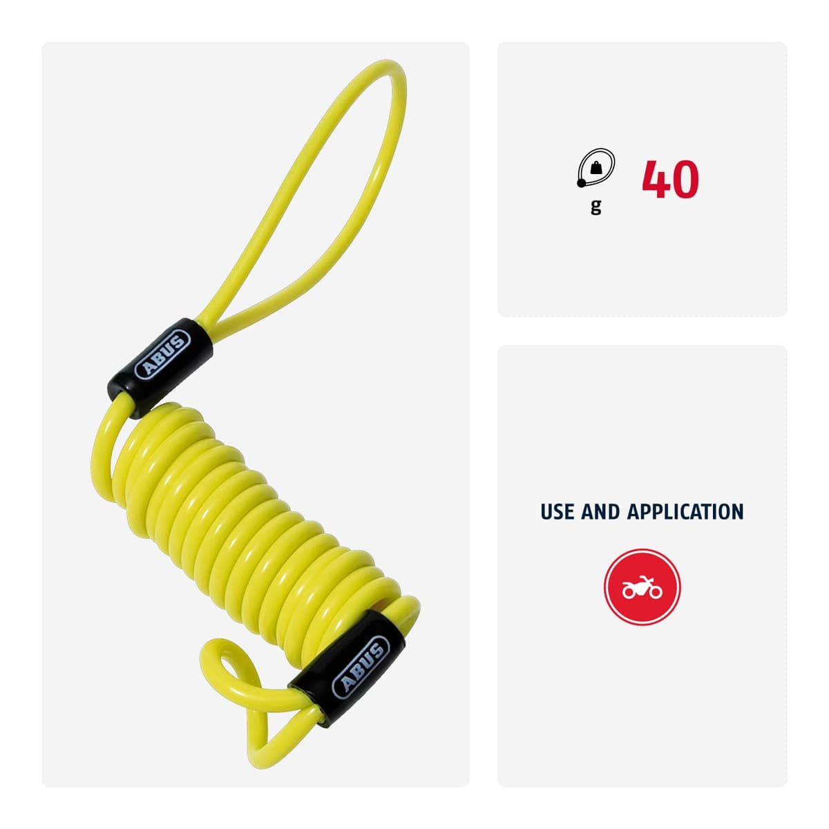 ABUS Memory Cable - cable recordatorio para el recordatorio visual del bloqueo del disco de freno - para la seguridad de la moto, amarillo — view 3