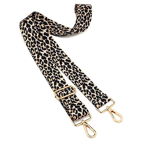 ZOOEASS Wide Shoulder Strap, Guitar Style Adjustable Purse Strap with Gold Buckle Replacement Woven Crossbody Straps for Handbags((3.8CM) Leopard2)