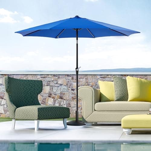 OLIXIS 9ft Patio Umbrella with Tilt and Crank Button & 8 Sturdy Ribs Waterproof, 9 Feet Patio Table Umbrella Perfect for Poolside, Terrace, Beach and Outdoor Restaurant, Blue — view 5