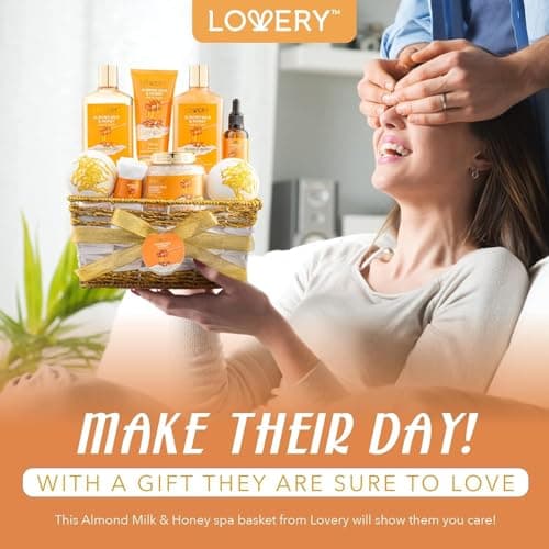 Gifts for Women Gift Basket for Women - 10 Pc Almond Milk & Honey Beauty & Personal Care Set - Home Bath Pampering Package for Relaxing - Spa Self Care Kit - Birthday, Mom, Anniversary Gift — view 5