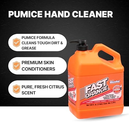 Fast Orange 25219 Pumice Lotion, Heavy Duty Hand Cleaner, Natural Citrus Scent, Waterless Cleaner for Mechanics, Strong Grease Fighter, 1 Gallon — view 2