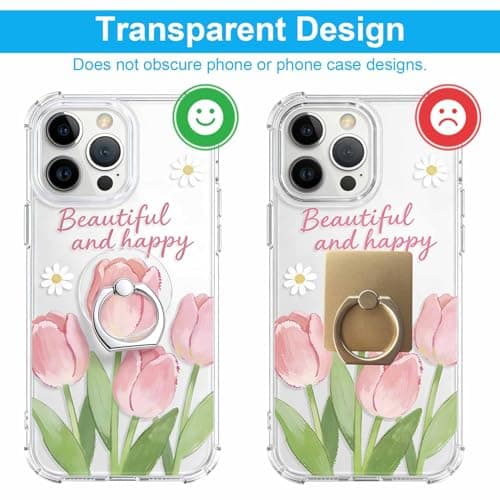 VOVIGGOL Transparent Phone Ring Holder Stand 2 Pcs, 360° Rotation Cell Phone Ring Holder Mobile Finger Kickstand Hand Phone Grip for iPhone, Clear Phone Ring for Phone Case (Round) — view 4