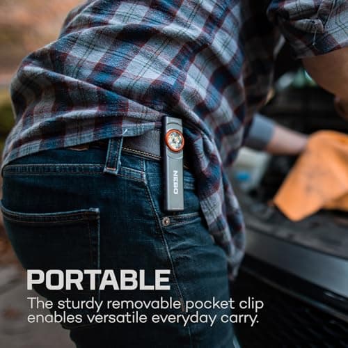 NEBO Slim Mini Pocket Light 2-Pack | Rechargeable, 250 Lumens, 2 Light Modes, Small Flashlight for EDC & Emergencies, Magnetic Base, Lightweight, Water Resistant & Durable, Includes Charging Cable — view 3