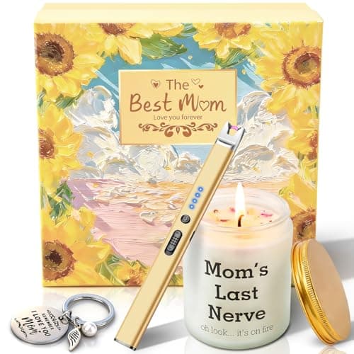 Birthday Gifts for Mom, Mom Birthday Gifts from Daughter Son, Funny Jar Scented Candle Gift Ideas for Mummy, Long Reach Electric Candle Lighter Gift Set for Mother